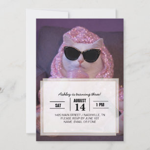 Invitation Chat paresseux glamour avec lunettes de soleil