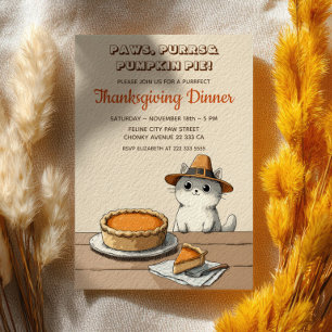 Invitation Chat Pèlerin Dîner de Thanksgiving Drôle Parfait