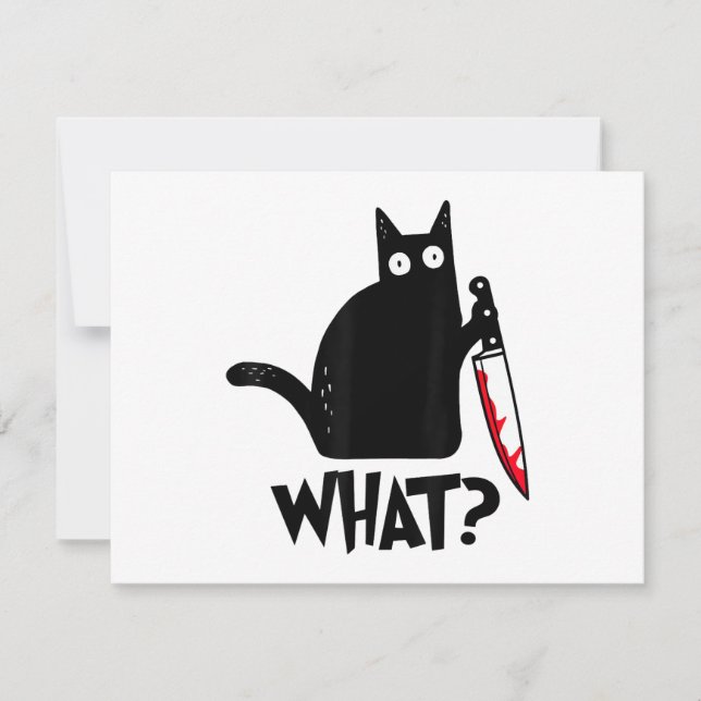Invitation Chat Qu'est-ce que_ Drôle Chat Noir  (Devant)