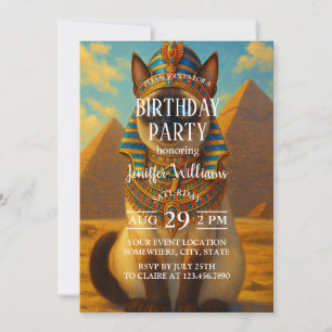 Invitation Chat royal égyptien pharaon dans le désert