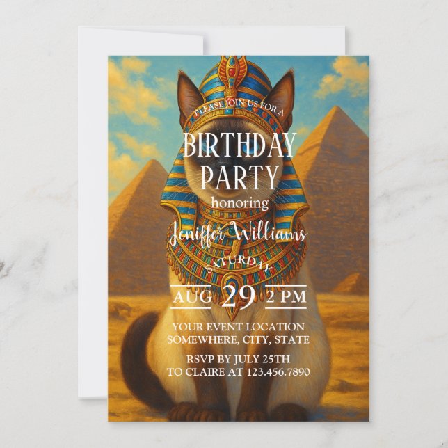Invitation Chat royal égyptien pharaon dans le désert         (Devant)