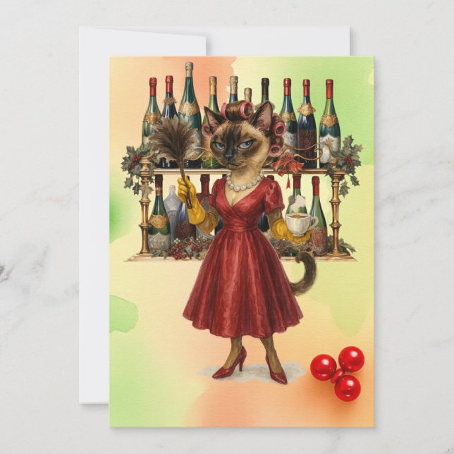 Invitation Chat siamois Fête de Noël Fête de Noël (Devant)
