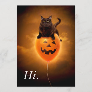 Invitation Chat sur le ballon d'Halloween
