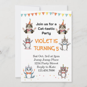 Invitation Chat Tastic Kitty Chat Anniversaire Fête Avec Huil