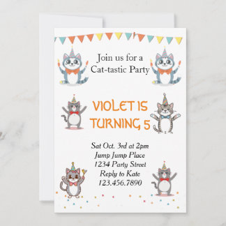 Invitation Chat Tastic Kitty Chat Anniversaire Fête Avec Huil