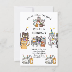 Invitation Chat Tastic Kitty Chat Anniversaire Fête Avec Huil