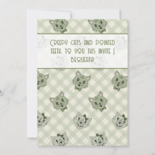 Invitation Chat vert effrayant Halloween