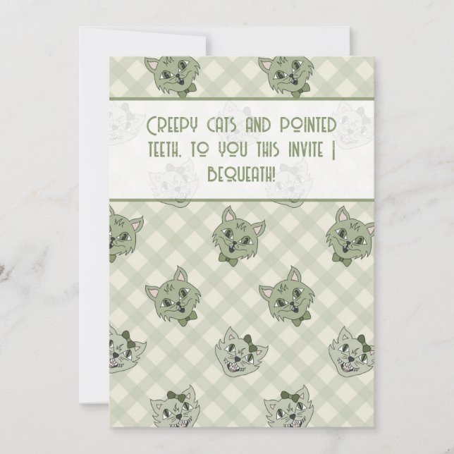 Invitation Chat vert effrayant Halloween (Devant)