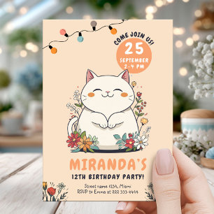 Invitation Chat Whimsal Floral Pastel Anniversaire