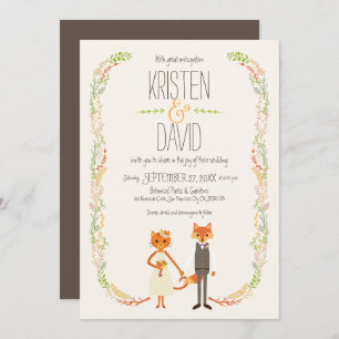 Invitation Chat Whimsland et Fox Couple Mariage