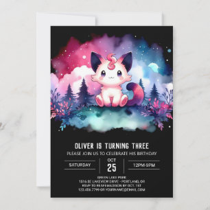 Invitation Chat Whimsy Minimaliste Anniversaire