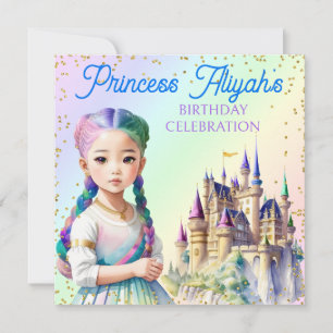 Invitation Château Arc-en-Ciel Fantastique de la Princesse au