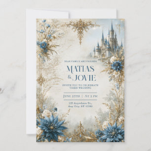 Invitation Château Blue Blossom Mariage