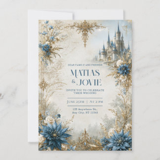 Invitation Château Blue Blossom Mariage