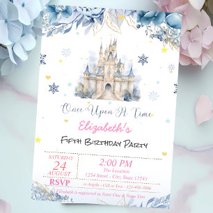 Invitation Château Chic Fleurs Bleues Princesse Conte de Fées