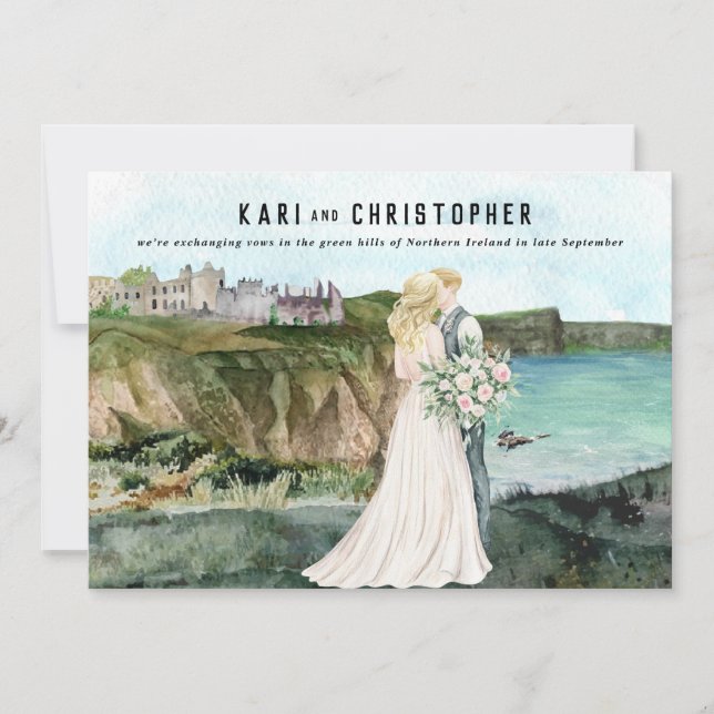 Invitation Château Côtier Balnéaire | Réception de mariage (Devant)