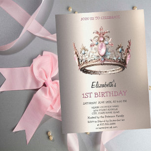 Invitation Château Couronne Princesse Élégante Anniversaire 