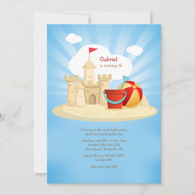 Invitation Château dans le Sable (Devant)
