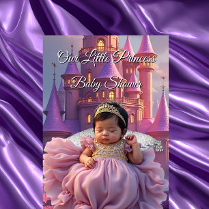 Invitation Château de Baby shower Princess Purple Gold