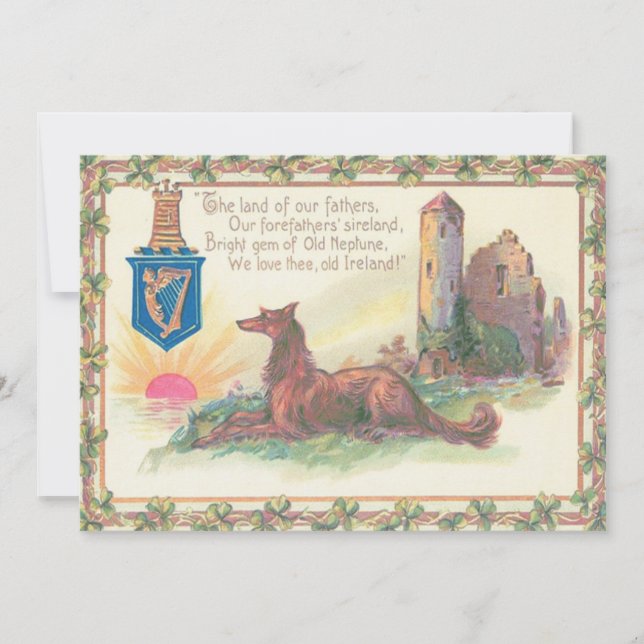 Invitation Château de chien Harpe d'Érin Trèfles (Devant)