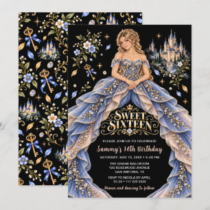 Invitation Château de Conte de Fées Anniversaire Sweet Sixtee