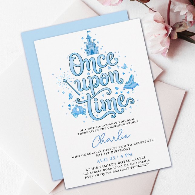 Invitation Château de conte de fées bleu pastel enchanté pour (Créateur téléchargé)