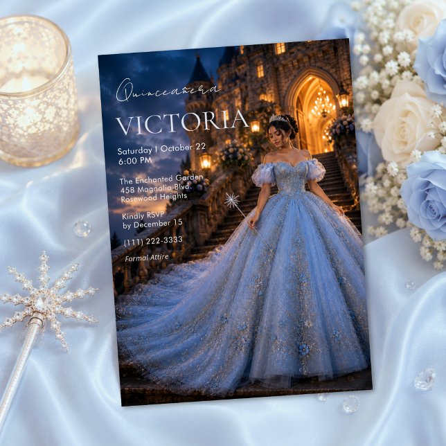Invitation Château de conte de fées bleu pour Quinceañera (Créateur téléchargé)