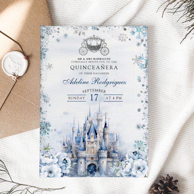 Invitation Château de conte de fées d'hiver Carrosse Quinze a (Créateur téléchargé)