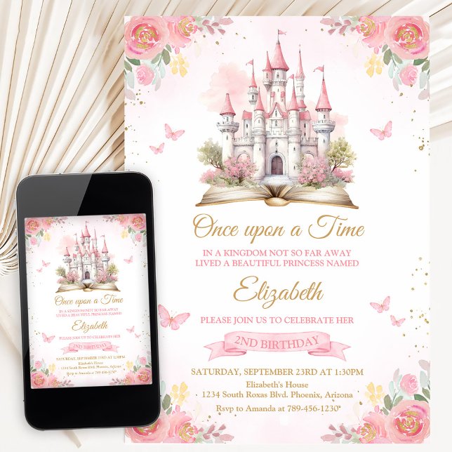 Invitation Château de Conte de Fées Il était une Fois Anniver (Créateur téléchargé)