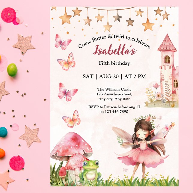 Invitation Château de conte de fées pour filles Grenouille Ch (Créateur téléchargé)