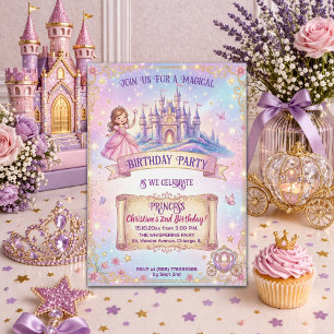 Invitation Château de conte de fées Princesse 2e fête d'anniv
