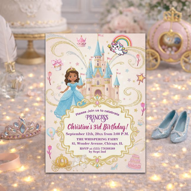Invitation Château de conte de fées Princesse 3e Anniversaire (Créateur téléchargé)