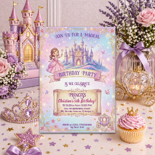 Invitation Château de conte de fées Princesse 5ème Anniversai