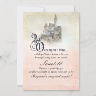 Invitation Château de conte de fées rose rêveur pour Sweet 16