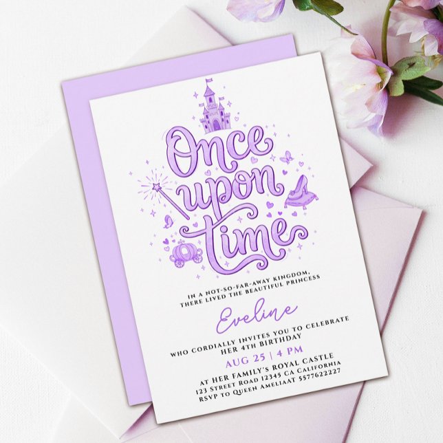 Invitation Château de Contes de Fées Coquette Pastel Violet P (Créateur téléchargé)