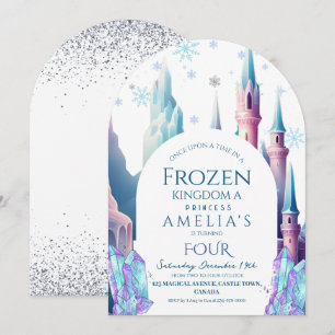 Invitation Château de dessin animé pour 4e anniversaire Froze