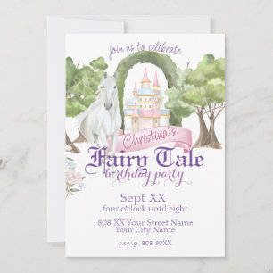 Invitation Château de Fairy Tale et Aquarelle de Cheval Blanc
