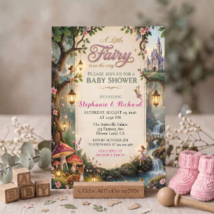 Invitation Château de fantaisie rose de princesse fée
