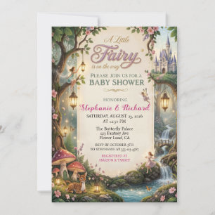 Invitation Château de fantaisie rose de princesse fée