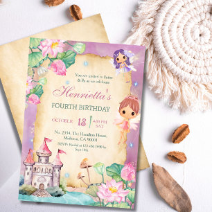 Invitation Château de jardin de Princesse Magique Fée 4ème An