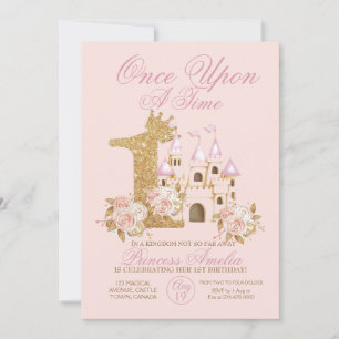 Invitation Château de la Couronne rose Princesse 1er annivers