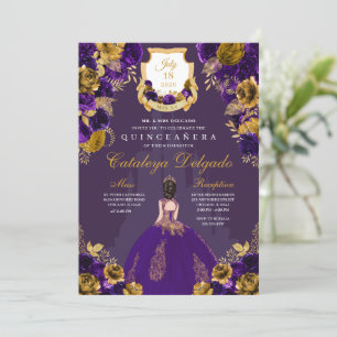 Invitation Château de la Princesse Purple & Gold Quinceañera