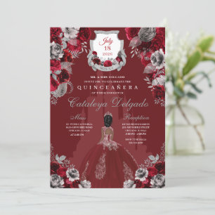 Invitation Château de la Princesse Rouge et Argent Quinceañer