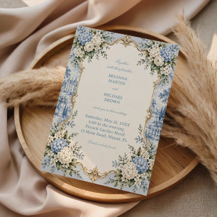 Invitation Château de l'Hortensia Bleu Élégance Botanique