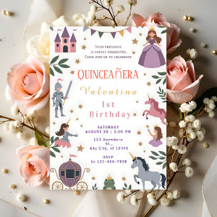 Invitation Château de licorne princesse 1er anniversaire
