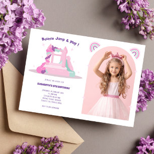 Invitation Château de Maison de Bounce Rose Anniversaire Phot