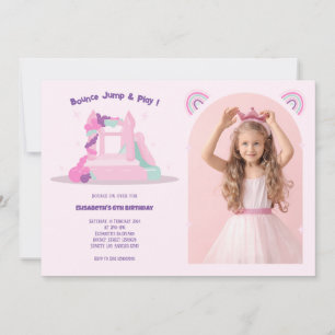 Invitation Château de Maison de Bounce Rose Anniversaire Phot