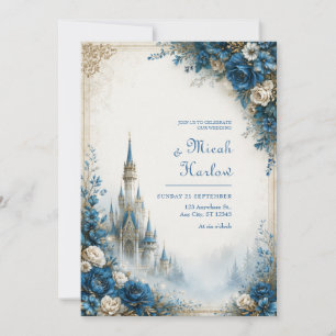 Invitation Château de mariage Azure Rose Mist
