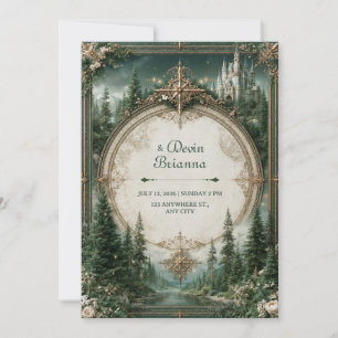 Invitation Château de mariage dans la forêt émeraude