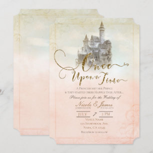 Invitation Château de Mariage de Conte de Fées Rose Rêveur po